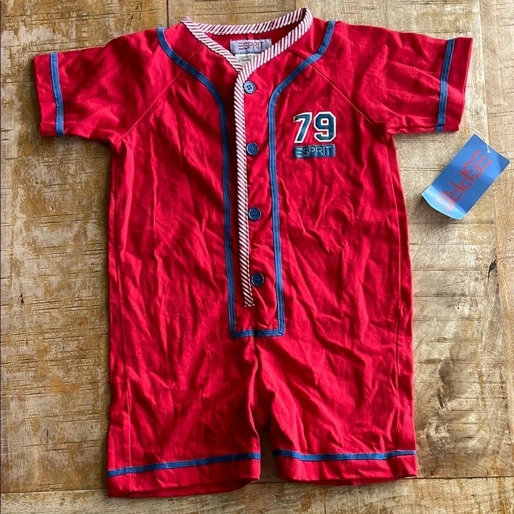 NWT Vintage Esprit Red Baby Boy Romper 24m